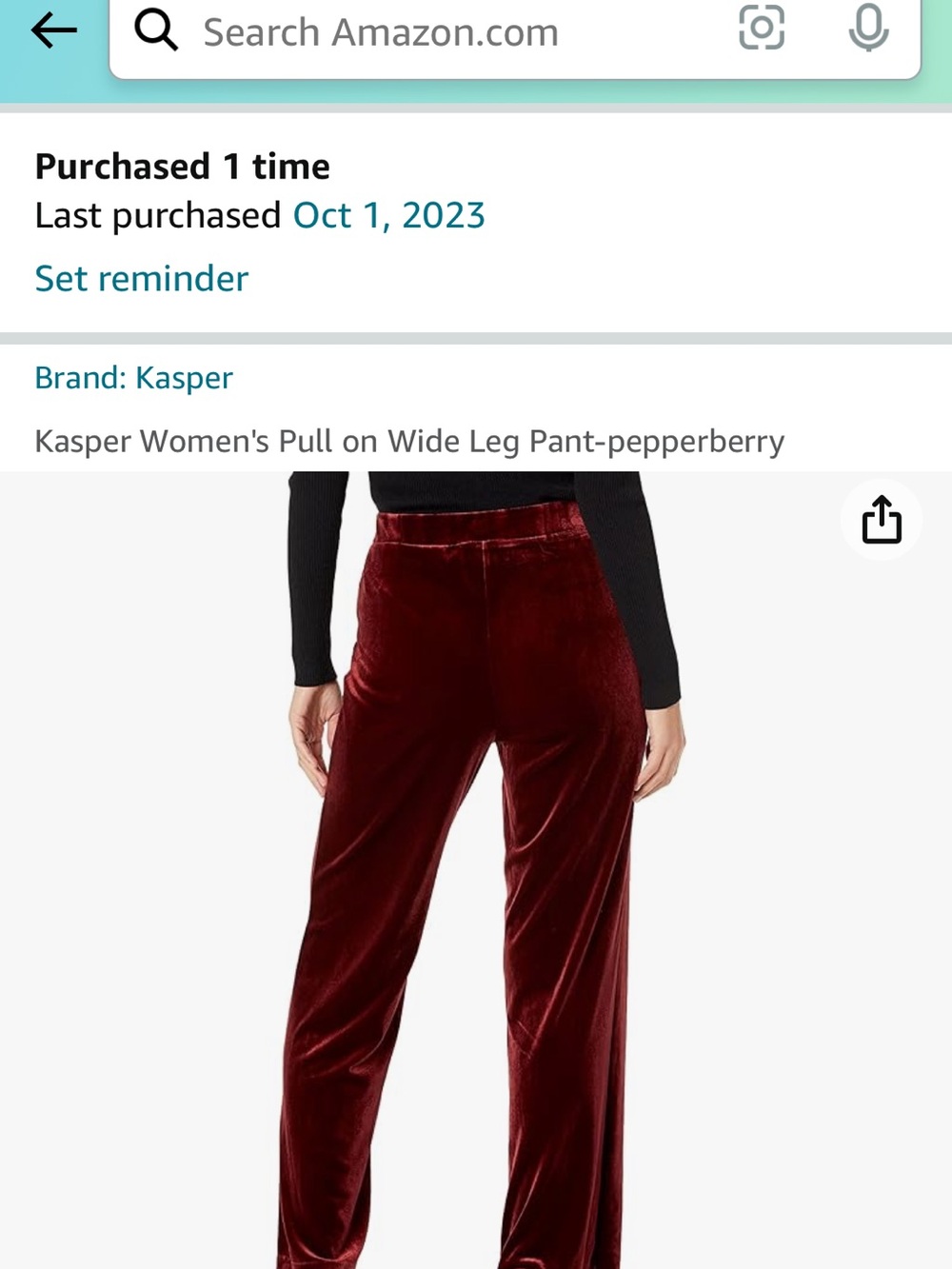 Kasper Wide Leg Velvet Pull-On Pants in Deep Burgundy